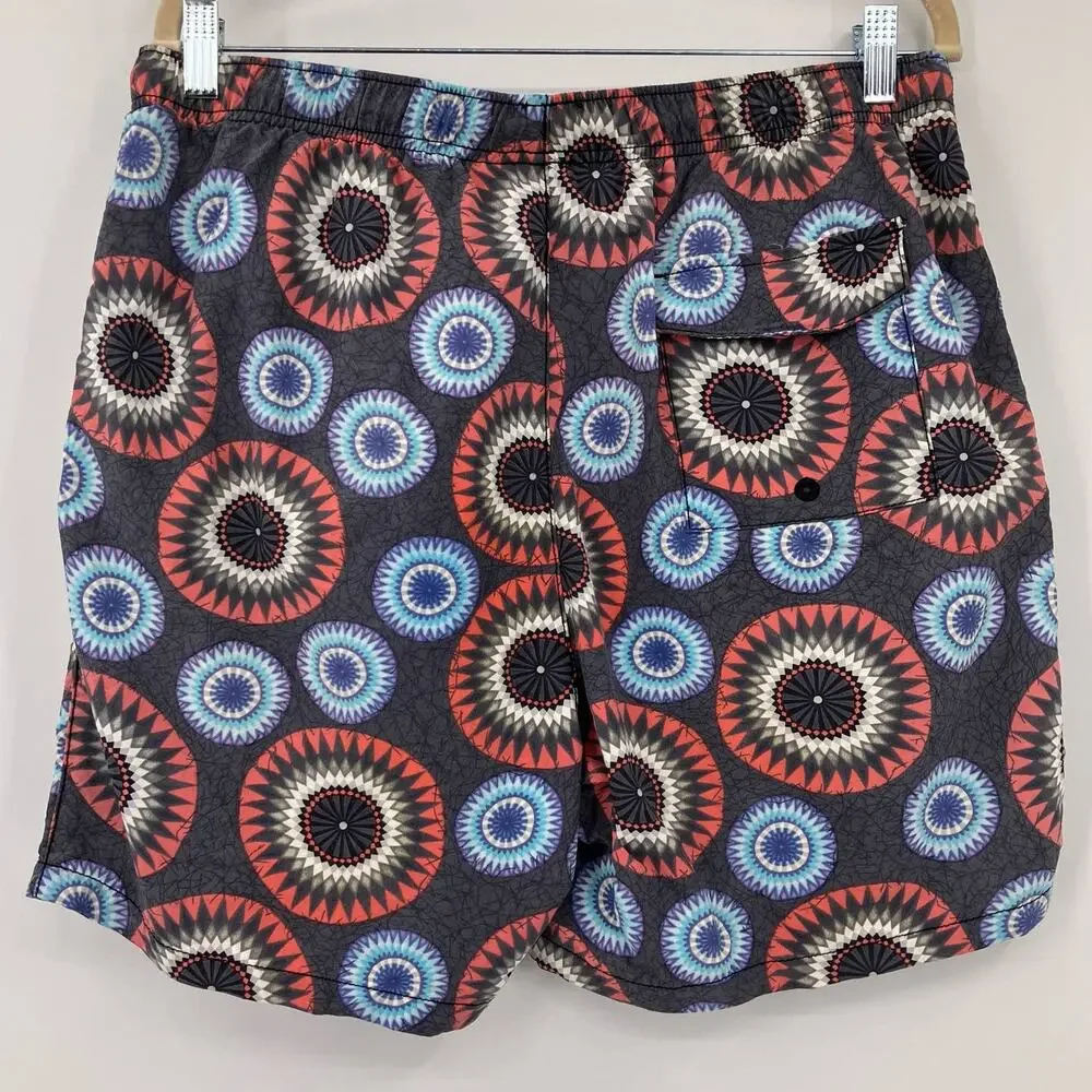 Tommy Bahama Relax Blue Orange White Mandala Lined Drawstring Swim Short Trunks